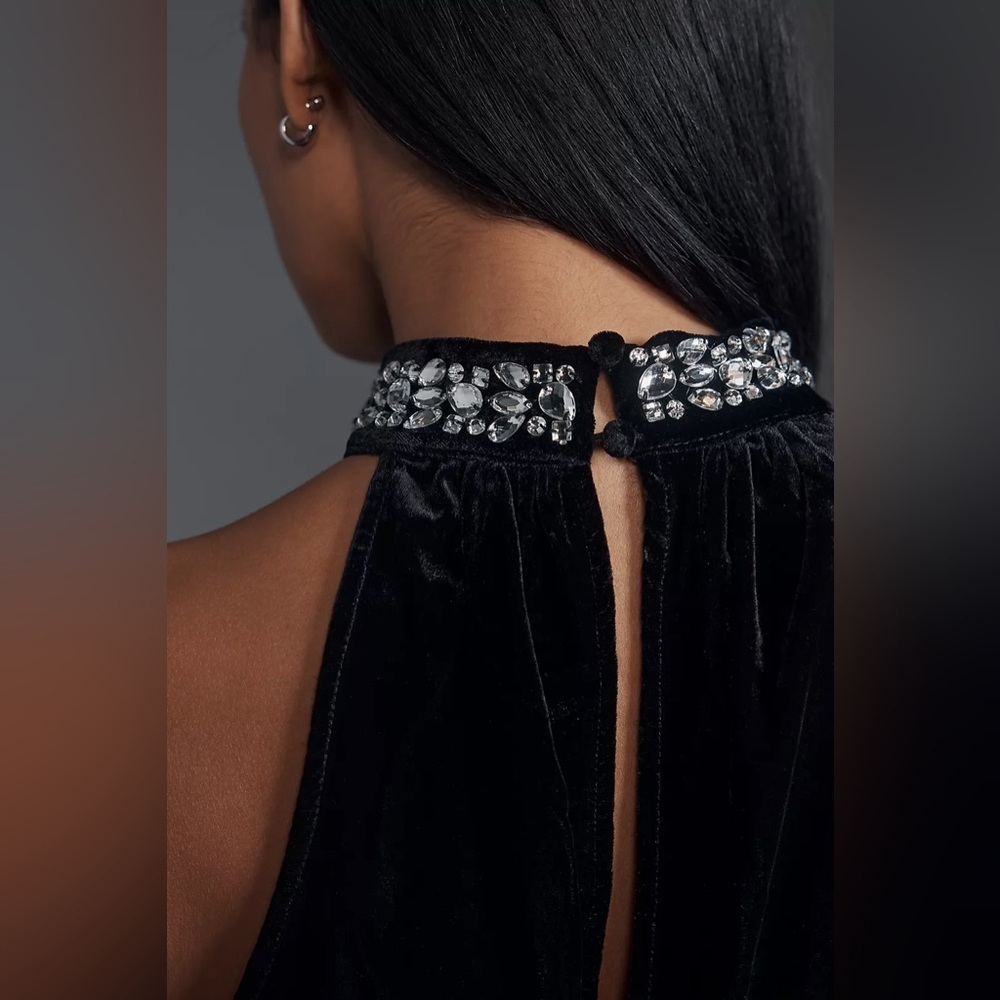 NWT! Anthropologie The Somerset Mini Dress: Velvet Halter Edition - multiple🎶 - Picture 9 of 12
